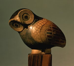 フクロウの形の花瓶、プロトコリント、紀元前640年頃（セラミック）